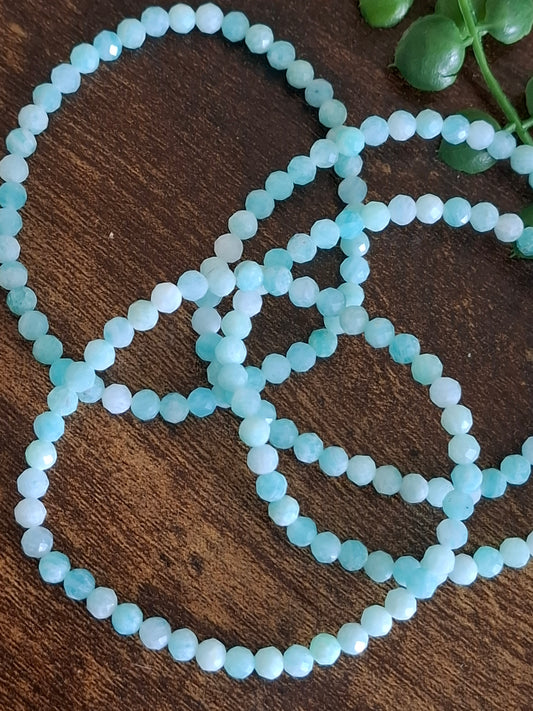 Facet geslepen Amezoniet armband